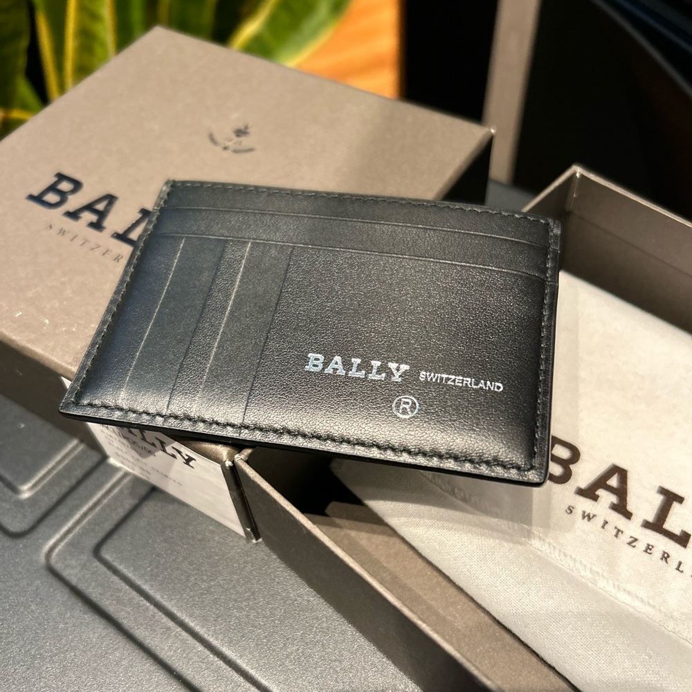 BALLY Black Calf Leather Card Holder